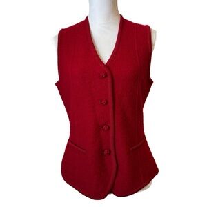 Lands End Wool Vest Red Vintage 80s Women’s 6 Regular